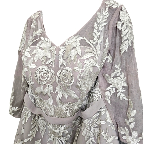 Nwt JJs House Taupe Floral Embroidered Lace Illusion Neckline Mother/Bri… - Picture 7 of 17
